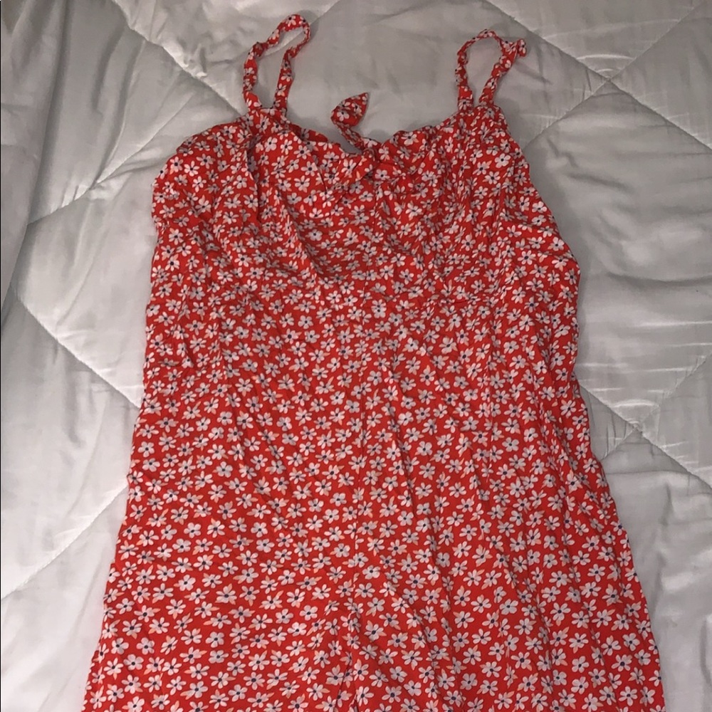 Red flowered romper